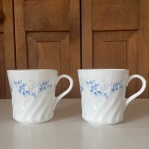 Vintage Corelle “Blue Fleur” Coffee Cups, Set of 2